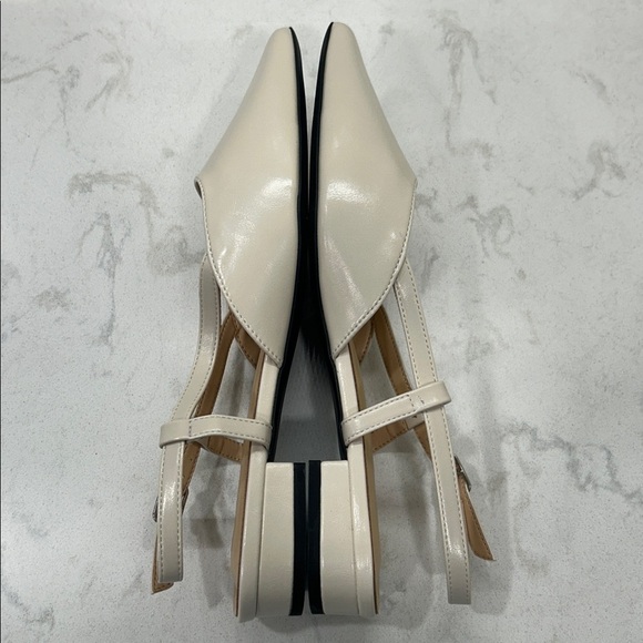 C.Paravano Sleek Slingback Flat (Freya)Taupe 39 1/2 Pointed Toe Adjustable Strap - Picture 8 of 16